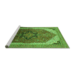 Sideview of Machine Washable Oriental Green Industrial Area Rugs, wshurb2106grn