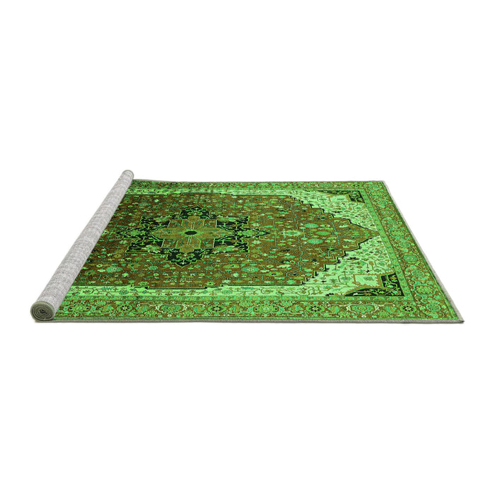 Sideview of Machine Washable Oriental Green Industrial Area Rugs, wshurb2106grn