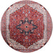 Round Machine Washable Industrial Modern Silver Pink Rug, wshurb2106