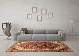 Machine Washable Oriental Brown Industrial Rug in a Living Room,, wshurb2106brn