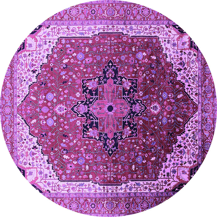 Round Machine Washable Oriental Purple Industrial Area Rugs, wshurb2106pur