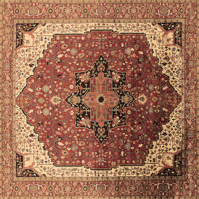 Square Oriental Brown Industrial Rug, urb2106brn
