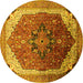 Round Oriental Yellow Industrial Rug, urb2106yw