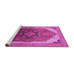 Sideview of Machine Washable Oriental Pink Industrial Rug, wshurb2106pnk