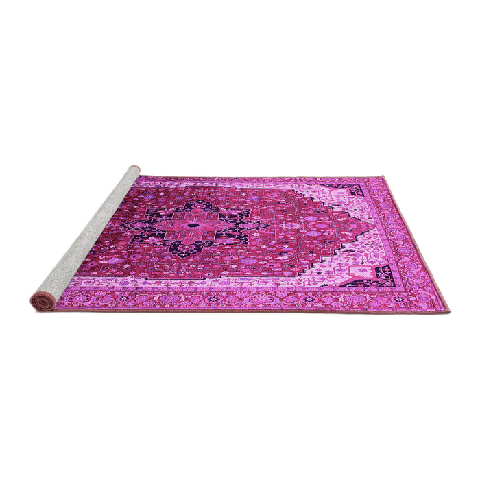 Sideview of Machine Washable Oriental Pink Industrial Rug, wshurb2106pnk