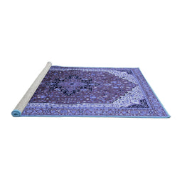 Sideview of Machine Washable Oriental Blue Industrial Rug, wshurb2106blu