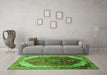 Machine Washable Oriental Green Industrial Area Rugs in a Living Room,, wshurb2106grn