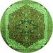 Round Oriental Green Industrial Rug, urb2106grn