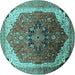 Round Oriental Turquoise Industrial Rug, urb2106turq