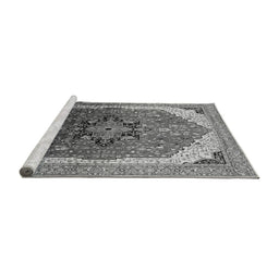 Sideview of Machine Washable Oriental Gray Industrial Rug, wshurb2106gry