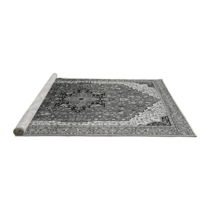 Sideview of Machine Washable Oriental Gray Industrial Rug, wshurb2106gry