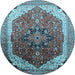 Round Oriental Light Blue Industrial Rug, urb2106lblu