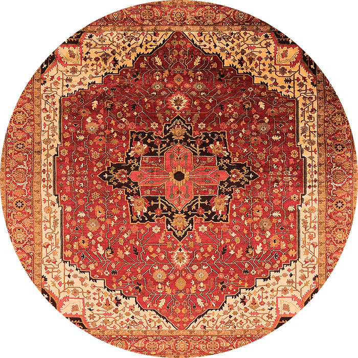 Round Machine Washable Oriental Orange Industrial Area Rugs, wshurb2106org