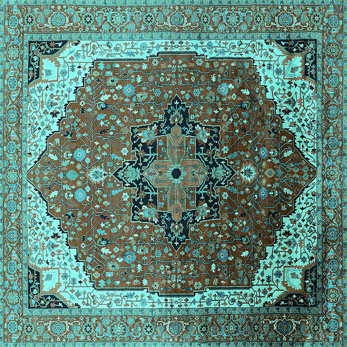 Square Oriental Turquoise Industrial Rug, urb2106turq