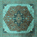 Square Oriental Turquoise Industrial Rug, urb2106turq