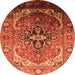 Round Machine Washable Oriental Orange Industrial Area Rugs, wshurb2107org