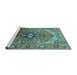 Sideview of Machine Washable Oriental Turquoise Industrial Area Rugs, wshurb2107turq