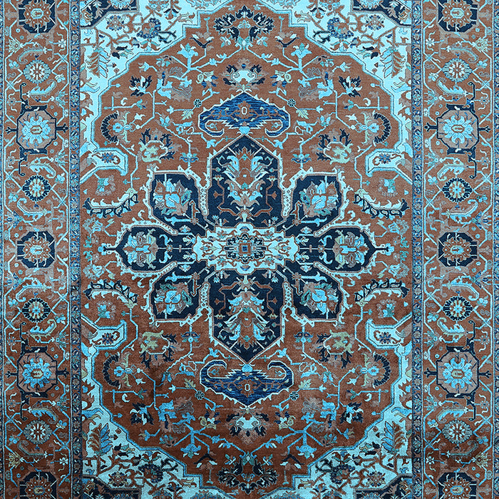 Machine Washable Oriental Light Blue Industrial Rug, wshurb2107lblu