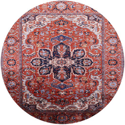 Round Machine Washable Industrial Modern Pink Brown Pink Rug, wshurb2107