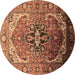 Round Oriental Brown Industrial Rug, urb2107brn