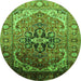 Round Oriental Green Industrial Rug, urb2107grn