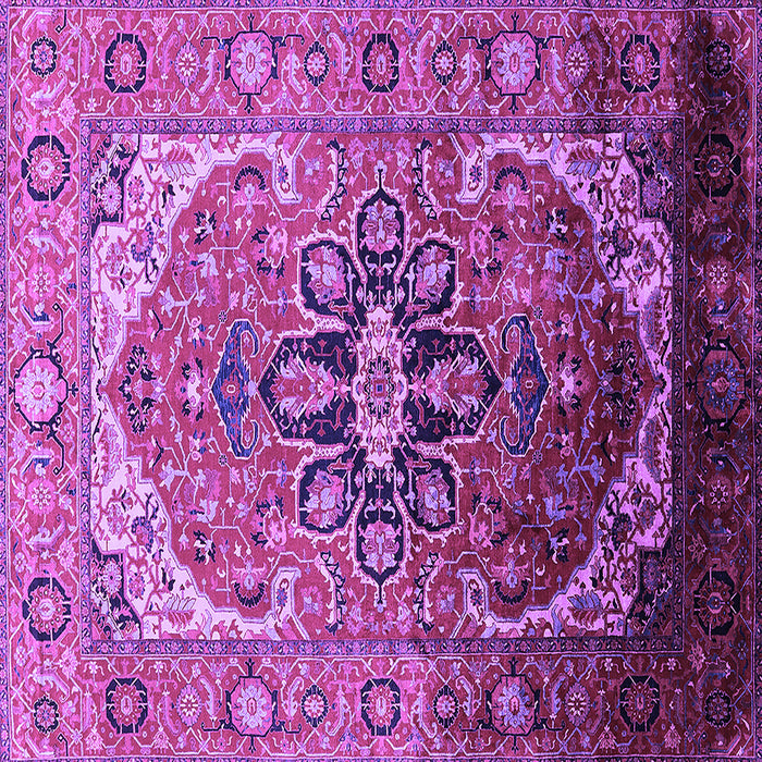 Square Machine Washable Oriental Purple Industrial Area Rugs, wshurb2107pur