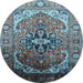 Round Oriental Light Blue Industrial Rug, urb2107lblu