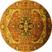 Round Oriental Yellow Industrial Rug, urb2107yw