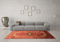 Machine Washable Oriental Orange Industrial Area Rugs in a Living Room, wshurb2107org