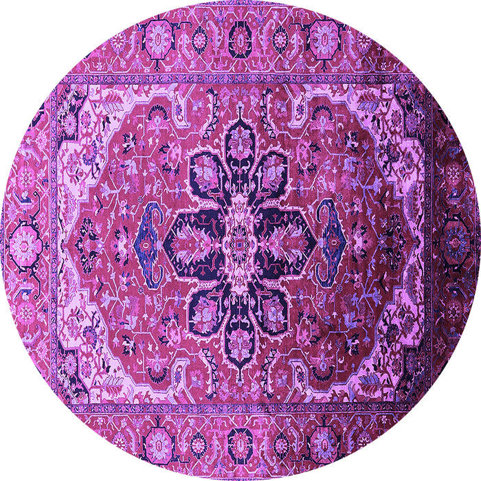 Round Machine Washable Oriental Purple Industrial Area Rugs, wshurb2107pur