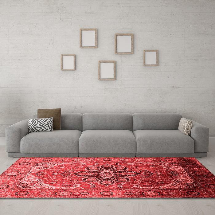 Industrial Red Washable Rugs