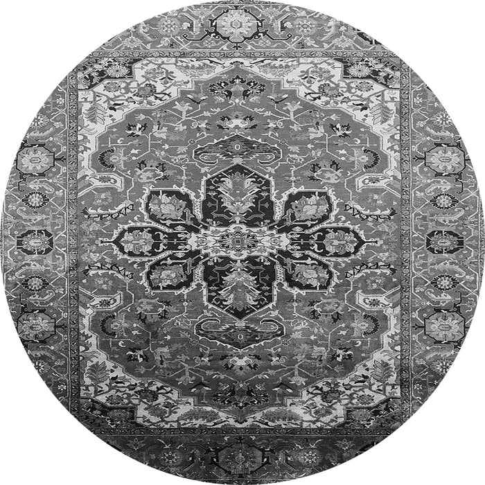 Round Machine Washable Oriental Gray Industrial Rug, wshurb2107gry