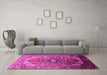 Machine Washable Oriental Pink Industrial Rug in a Living Room, wshurb2107pnk