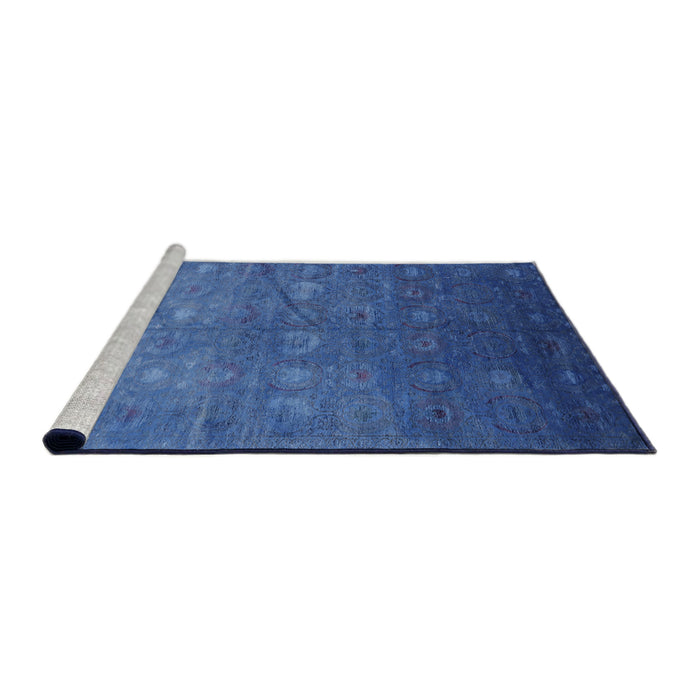 Sideview of Machine Washable Industrial Modern Sapphire Blue Rug, wshurb2108
