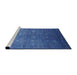 Sideview of Machine Washable Industrial Modern Sapphire Blue Rug, wshurb2108