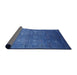 Sideview of Mid-Century Modern Sapphire Blue Oriental Rug, urb2108