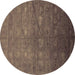 Round Oriental Brown Industrial Rug, urb2108brn