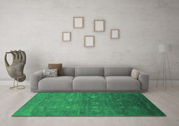 Machine Washable Oriental Green Industrial Area Rugs in a Living Room,, wshurb2108grn