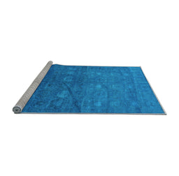 Sideview of Machine Washable Oriental Light Blue Industrial Rug, wshurb2108lblu