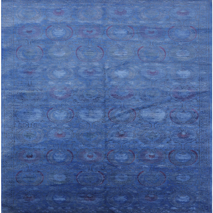 Square Machine Washable Industrial Modern Sapphire Blue Rug, wshurb2108