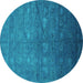 Round Oriental Turquoise Industrial Rug, urb2108turq