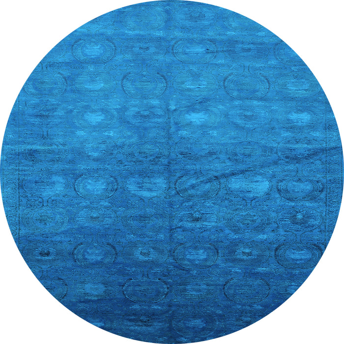 Round Oriental Light Blue Industrial Rug, urb2108lblu