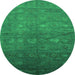 Round Oriental Green Industrial Rug, urb2108grn