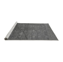 Sideview of Machine Washable Oriental Gray Industrial Rug, wshurb2108gry