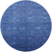 Round Machine Washable Industrial Modern Sapphire Blue Rug, wshurb2108