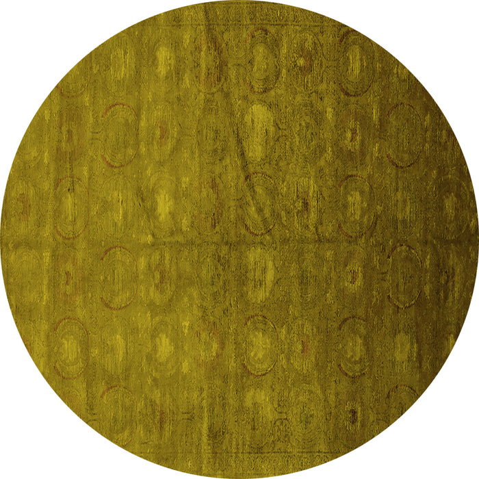 Round Oriental Yellow Industrial Rug, urb2108yw