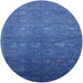 Round Mid-Century Modern Sapphire Blue Oriental Rug, urb2108