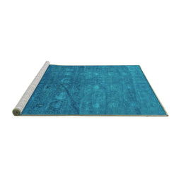 Sideview of Machine Washable Oriental Turquoise Industrial Area Rugs, wshurb2108turq
