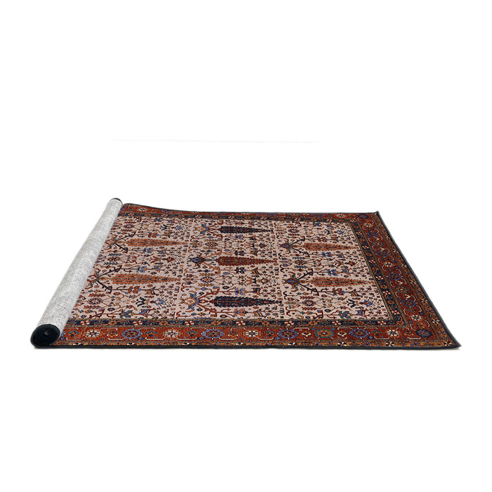 Sideview of Machine Washable Industrial Modern Camel Brown Rug, wshurb2109