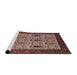 Sideview of Machine Washable Industrial Modern Camel Brown Rug, wshurb2109